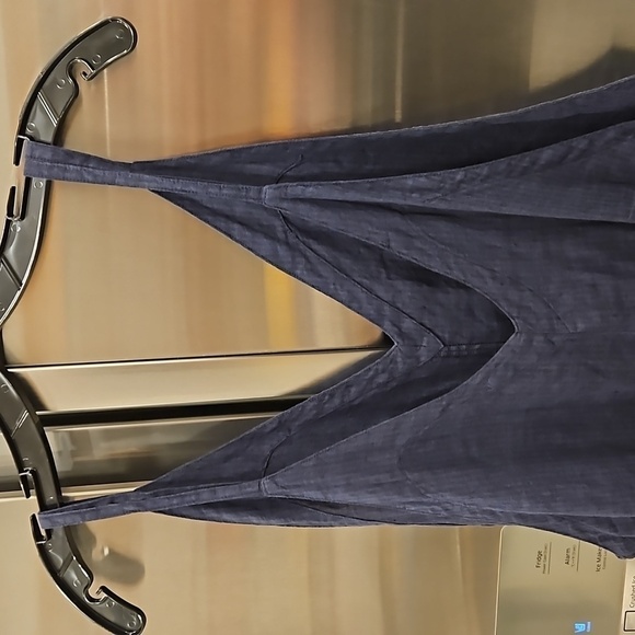 💕FRESH LAUNDRY💕 100% Linen Cropped Wide Leg Jumpsuit Blue Large *Flawed* NWOT - Picture 5 of 16